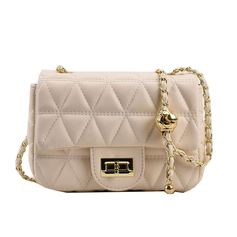 Umhängetasche für Damen ⎜ Elegante Handtasche mit Kettenriemen und gestepptem Diamantmuster für jeden Anlass