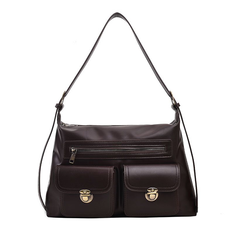 Umhängetasche für Damen ⎜ Retro Schultertasche aus Kunstleder mit großer Kapazität und praktischen Fronttaschen