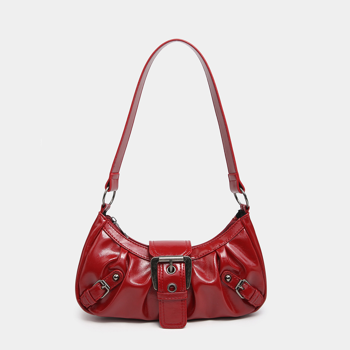 Damen Schultertasche Aus Vintage-Leder ⎜ Zweifarbige Optik Mit Modischem Schnallenverschluss
