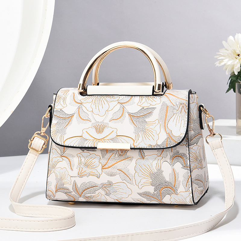 Umhängetasche für Damen ⎜ Bedruckte Schultertasche mit Blumenmuster und abnehmbarem Trageriemen