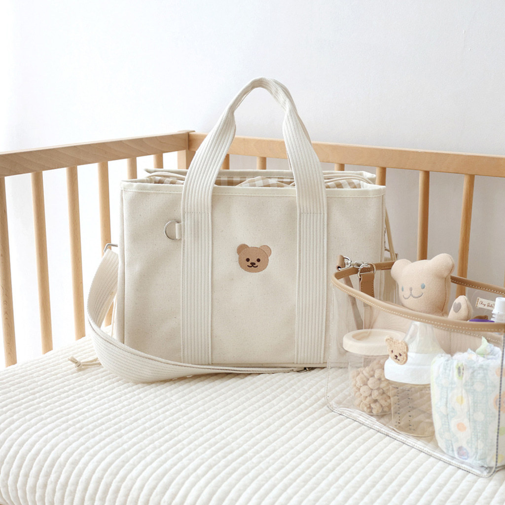 Wickeltasche aus Canvas ⎜ Praktisches Design mit Fächern und Schultergurt für unterwegs