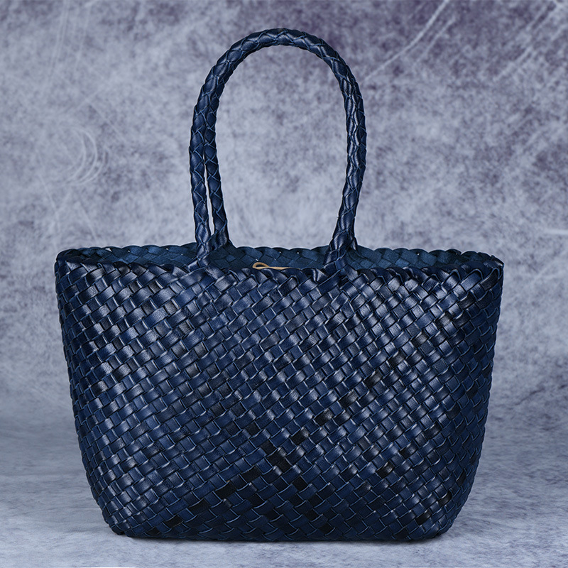 Damen Handtasche im Flechtstil ⎜ Robuste Tragetasche aus Lederoptik für Alltag und Freizeit