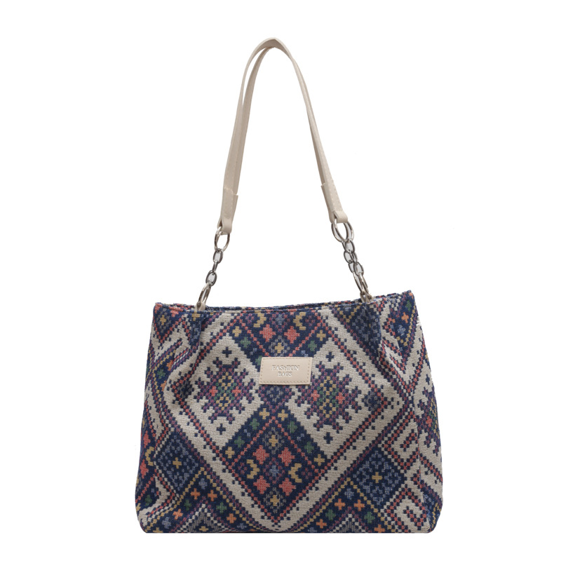 Shopper Tasche für Damen ⎜ Geräumige Schultertasche mit Ethno-Muster für Schule, Büro oder Freizeit
