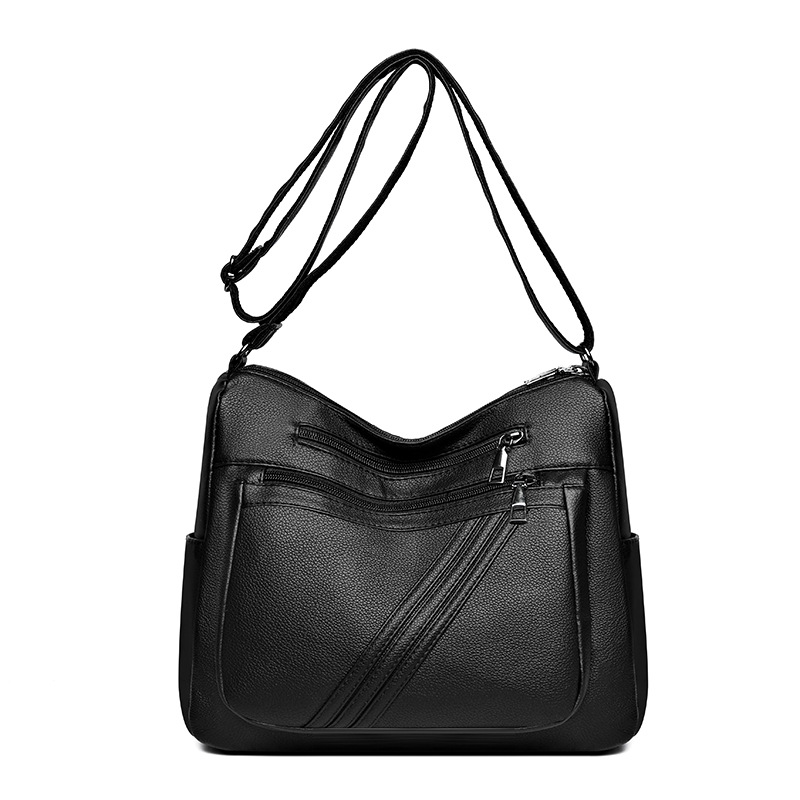 Schultertasche für Damen ⎜ Vielseitige Umhängetasche aus Kunstleder mit großem Hauptfach und Reißverschlusstaschen