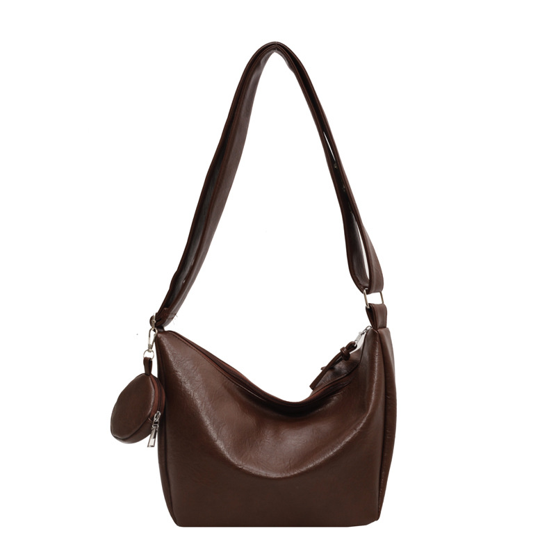 Schultertasche mit Viel Stauraum ⎜ Elegante Damenhandtasche im Dumpling-Stil mit Breitem Riemen und Minietui