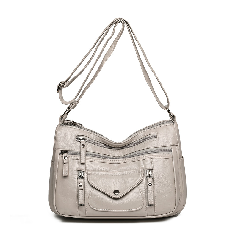 Schultertasche für Damen ⎜ Weiche Umhängetasche aus Kunstleder mit großem Stauraum und praktischen Außentaschen