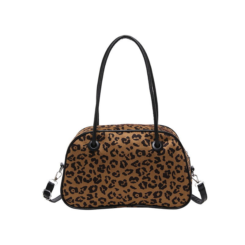 Bowlingtasche für Damen ⎜ Handtasche mit Leopardenmuster im Vintage-Stil für Alltag und Freizeit