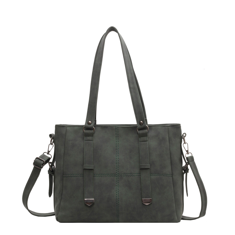 Damen Tragetasche in Lederoptik ⎜ Lässige Handtasche mit viel Stauraum für Alltag und Büro