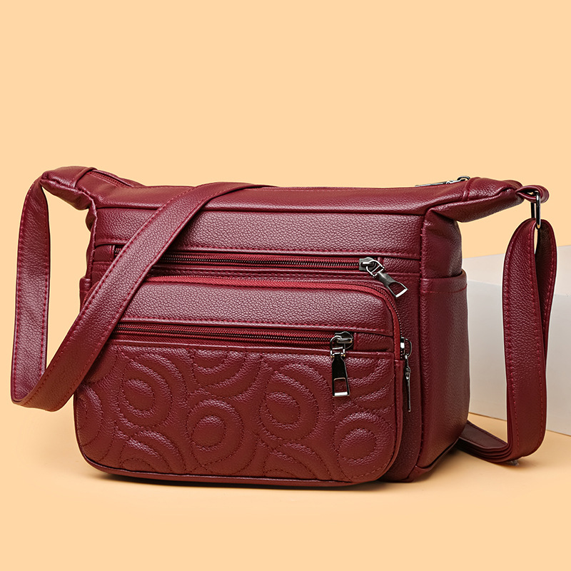 Umhängetasche für Damen ⎜ Modische Schultertasche mit Prägung und mehreren Fächern für Alltag und Freizeit