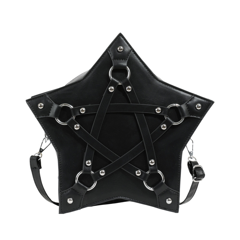 Damen Umhängetasche in Sternform ⎜ Auffälliges Design mit Riemen und Nieten für einen individuellen Look