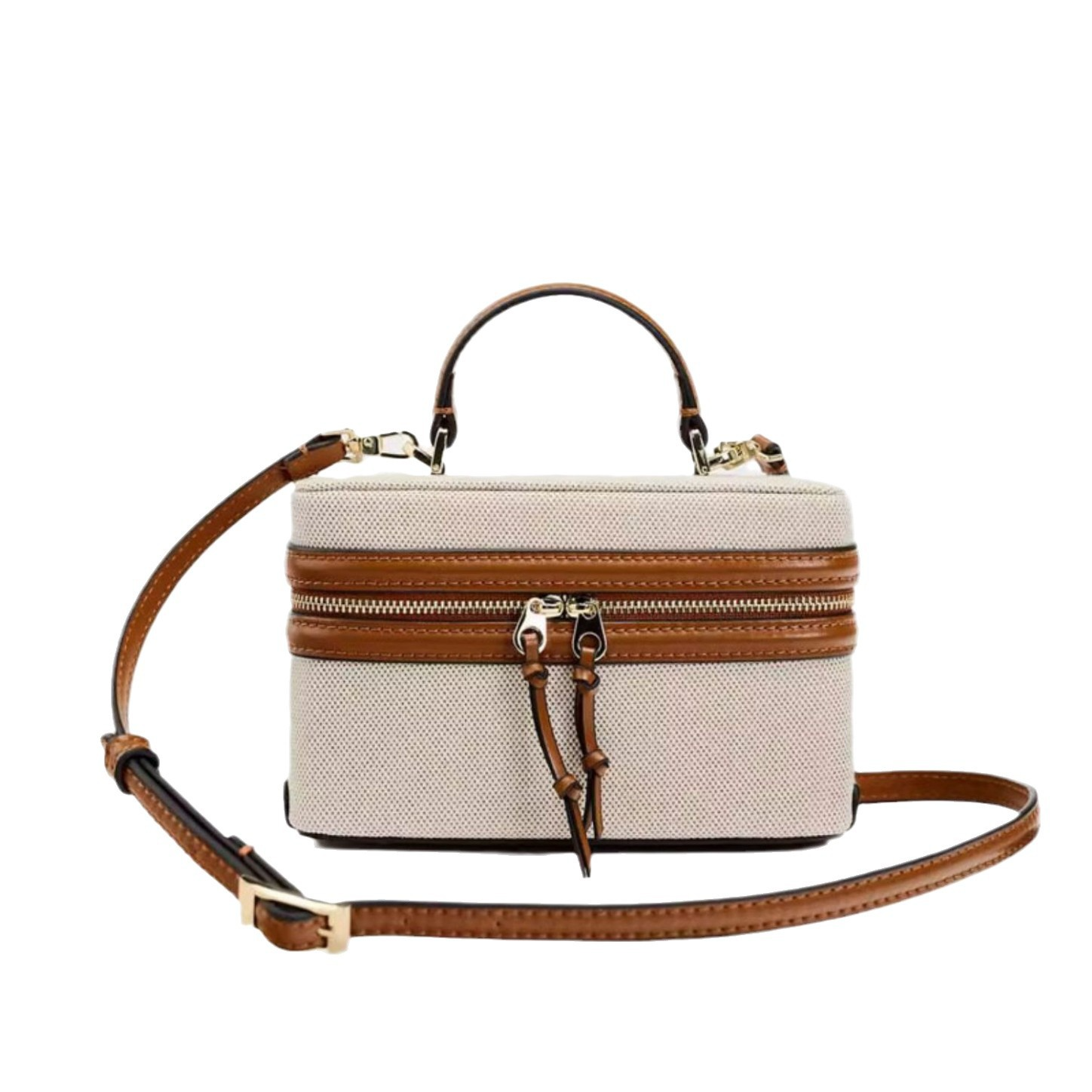 Umhängetasche für Damen ⎜ Kleine stabile Handtasche im Box-Stil mit Griff und Reißverschluss