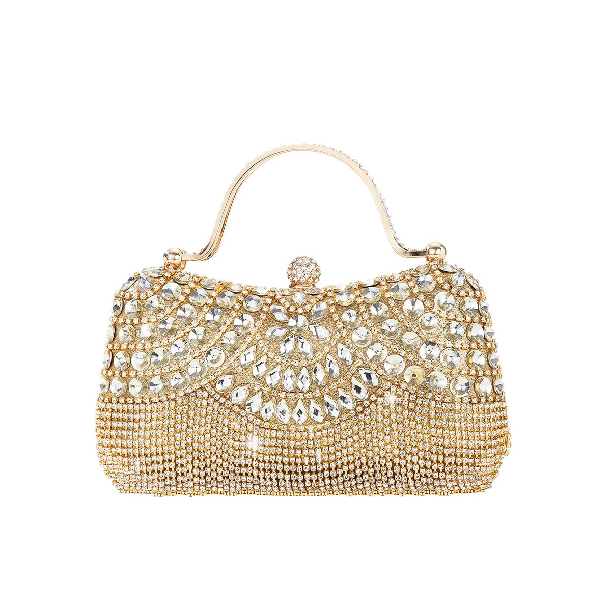 Clutch für Damen ⎜ Elegante Abendtasche mit Strass und funkelndem Fransen-Design