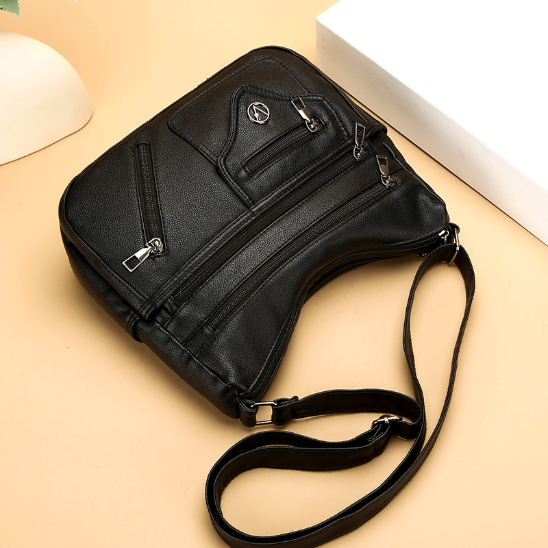Umhängetasche für Damen ⎜ Schlichte Schultertasche mit mehreren Reißverschlussfächern für Alltag und Freizeit