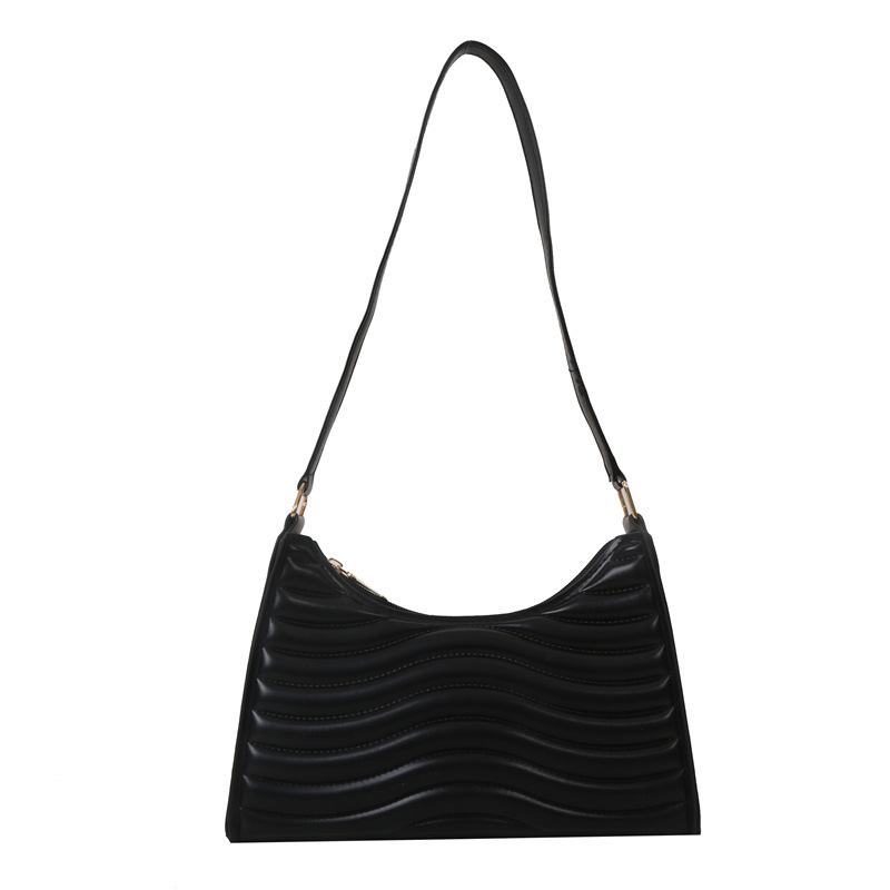 Schultertasche für Damen ⎜ Schlichte Unterarmtasche mit Strukturdesign für Alltag und Büro