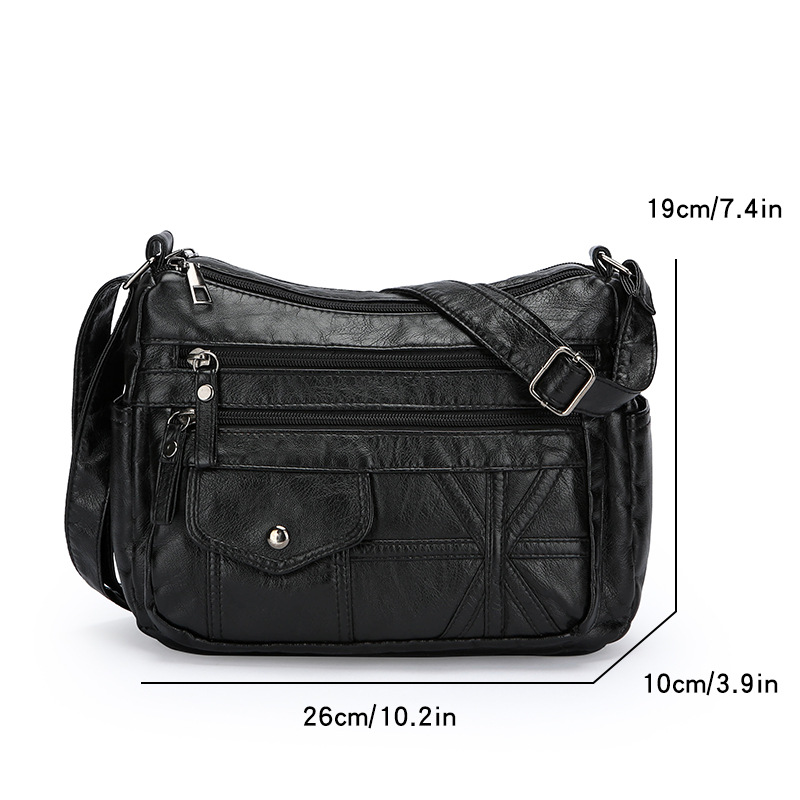 Schultertasche für Damen ⎜ Weiche Umhängetasche aus Kunstleder mit vielen Fächern und großem Stauraum