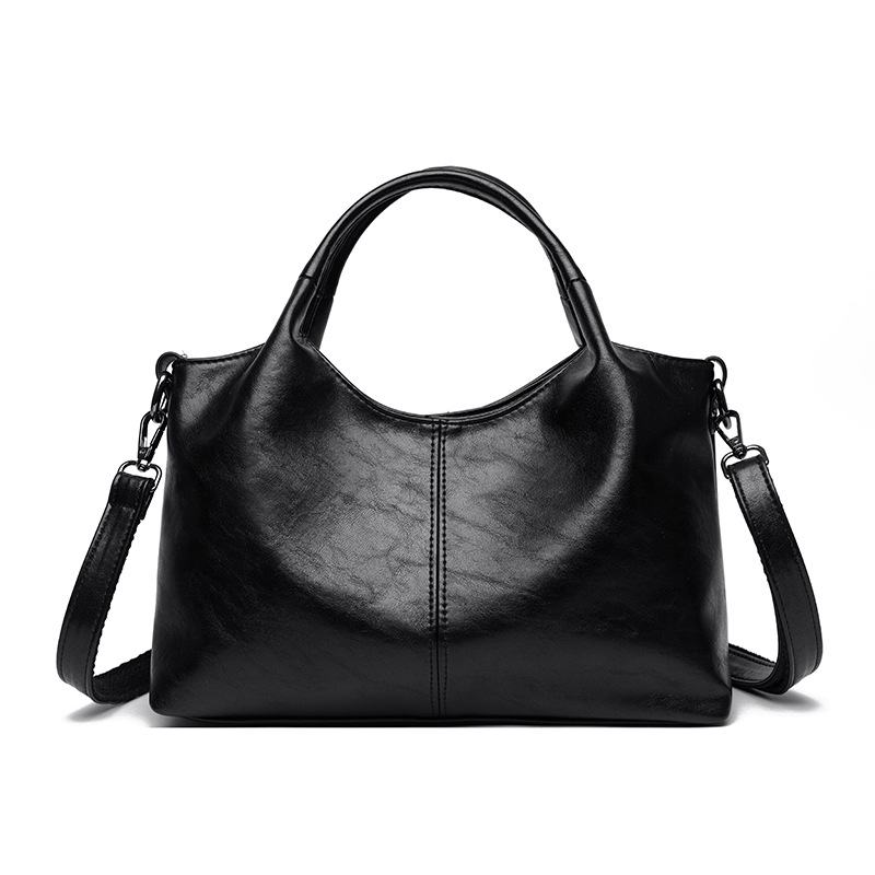 Schultertasche mit Großem Volumen ⎜ Geräumige Umhängetasche für Damen aus Glattem Kunstleder und Doppelgriff