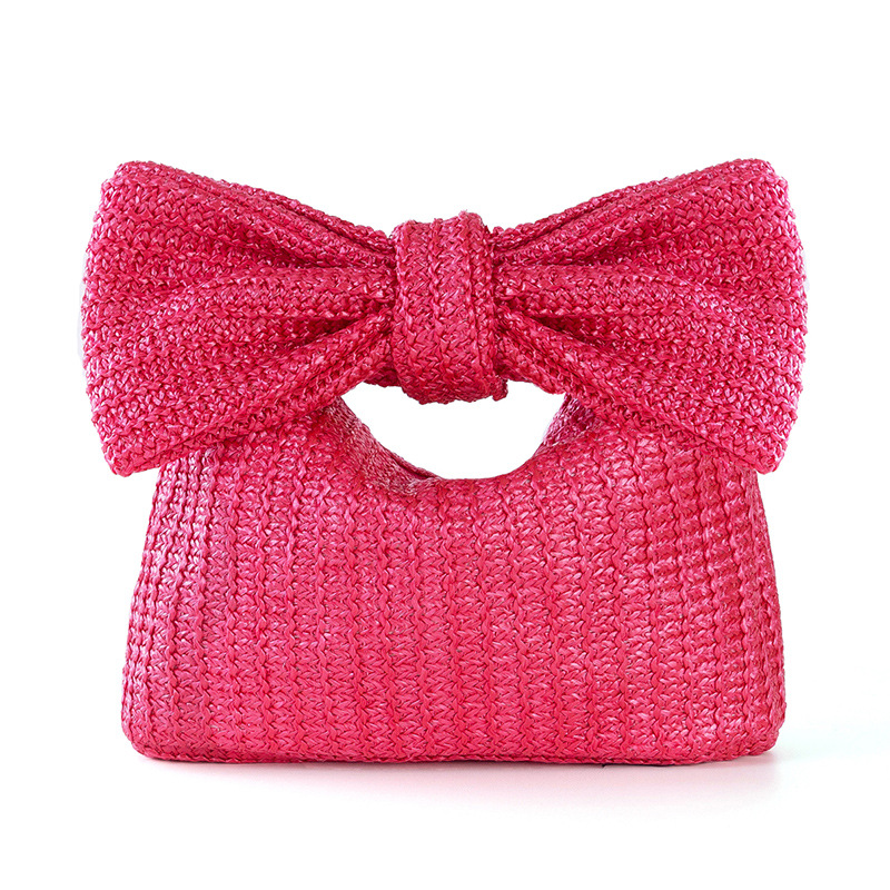 Elegante Clutch für Damen ⎜ Handgefertigte Strohtasche mit dekorativem Schleifen-Design
