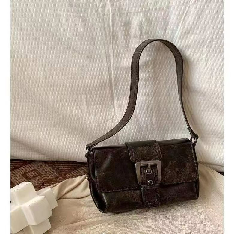 Damen Schultertasche ⎜ Stilvolle Umhängetasche mit Vintage Look und Praktischem Schnallenverschluss