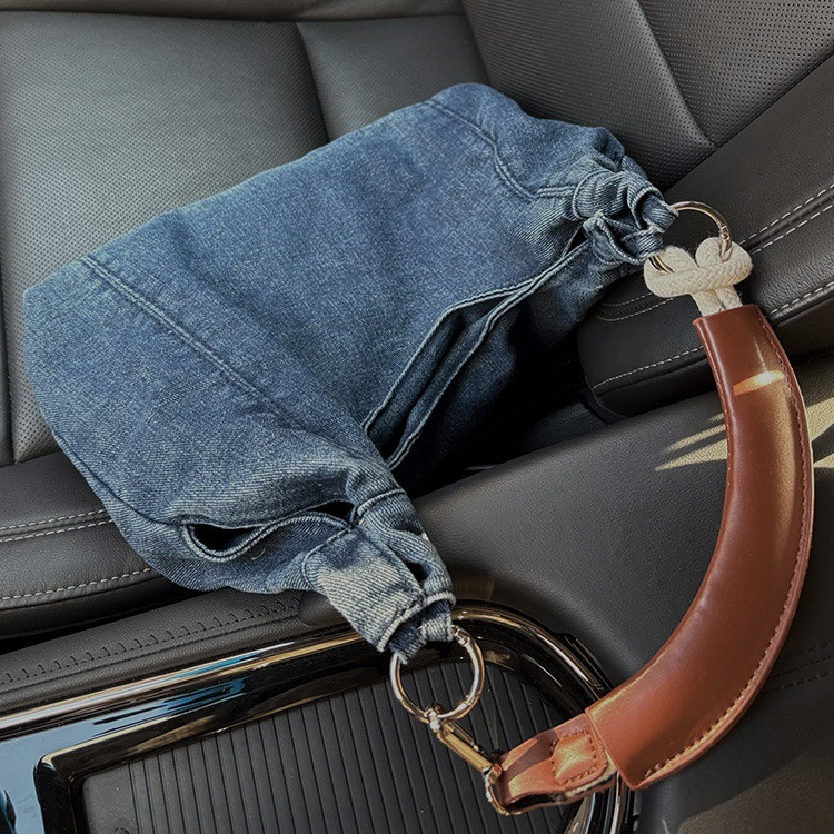 Casual Schultertasche für Damen ⎜ Stilvolle Handtasche aus Denim mit elegantem Ledergriff