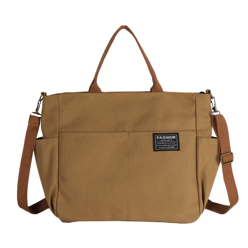 Canvas Umhängetasche mit Außentasche ⎜ Geräumige Tragetasche für Damen im Retro-Stil mit Mehreren Fächern