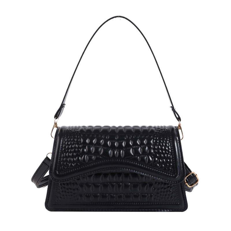 Damen Schultertasche mit Kroko-Struktur ⎜ Kompakte Crossbody-Bag für Alltag und sommerliche Looks