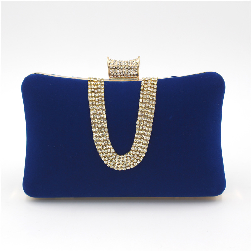 Abendtasche für Damen aus Samt ⎜ Elegante Clutch mit Gliederkette und Strass für Feste, Gala und Hochzeiten