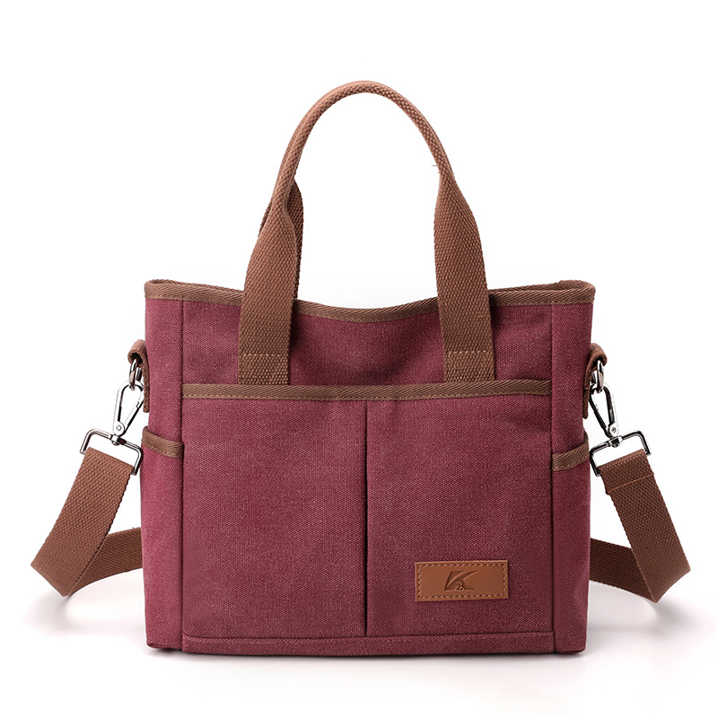 Damen Canvas Handtasche ⎜ Robuste Tragetasche mit Schulterriemen für Alltag und Freizeit