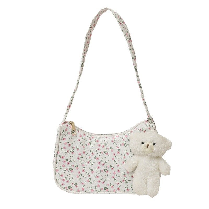 Umhängetasche für Damen ⎜ Modische Tasche mit Blumenmuster und Verstellbarem Trageriemen