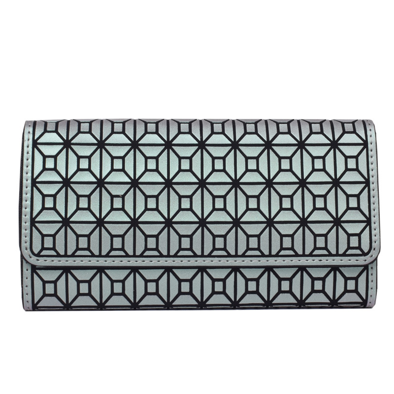 Damen Handy-Geldbörse im Langformat ⎜ Dreifach faltbare Brieftasche mit geometrischem Muster und Kartenfächern