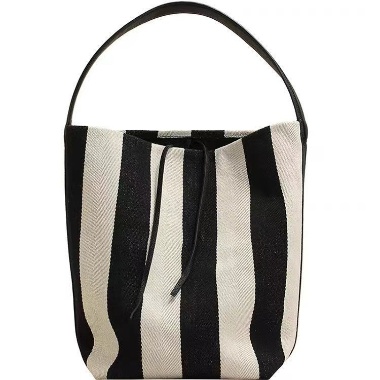 Canvas Tasche für Damen ⎜ Gestreifte Umhängetasche mit breitem Trageriemen für Alltag und Freizeit