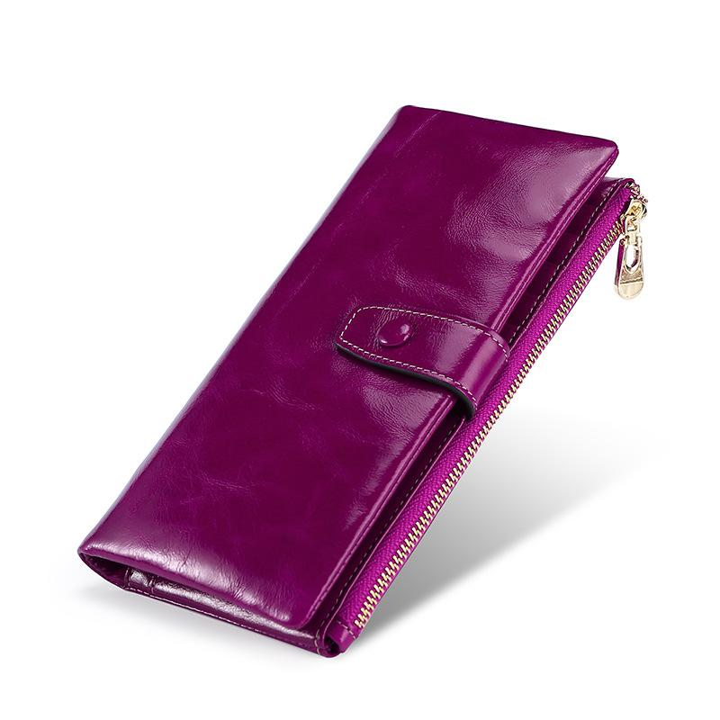 Damen Geldbörse aus Echtleder ⎜ Lange Brieftasche mit vielen Kartenfächern und Reißverschluss für Münzen