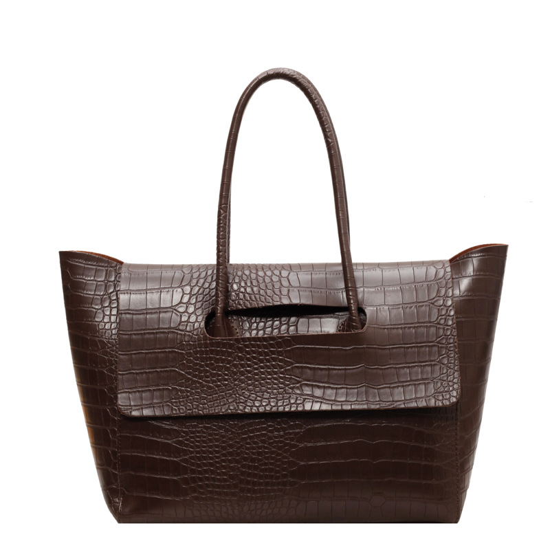 Damen Handtasche Kroko-Optik – Große Schultertasche Kunstleder