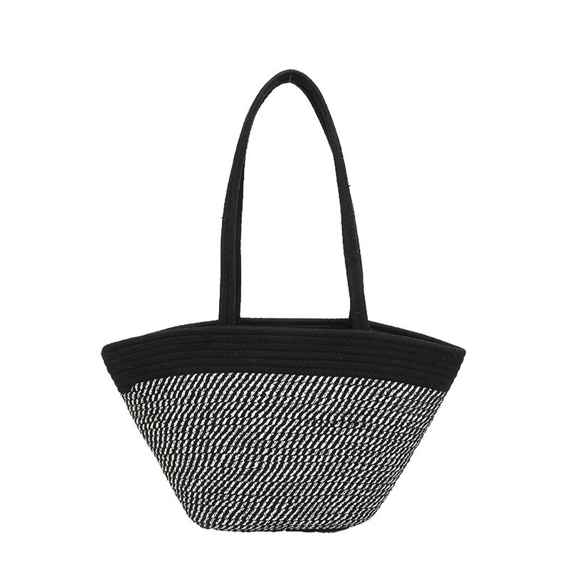Stroh-Handtasche im Frühlings-Design ⎜ Große Kapazität mit Modernem Kontrastfarben-Look