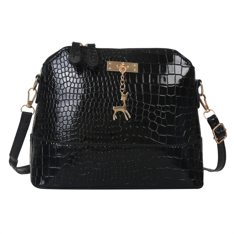 Crossbody Tasche für Damen ⎜ Geräumige Handtasche im Krokodilleder-Look mit goldenen Akzenten