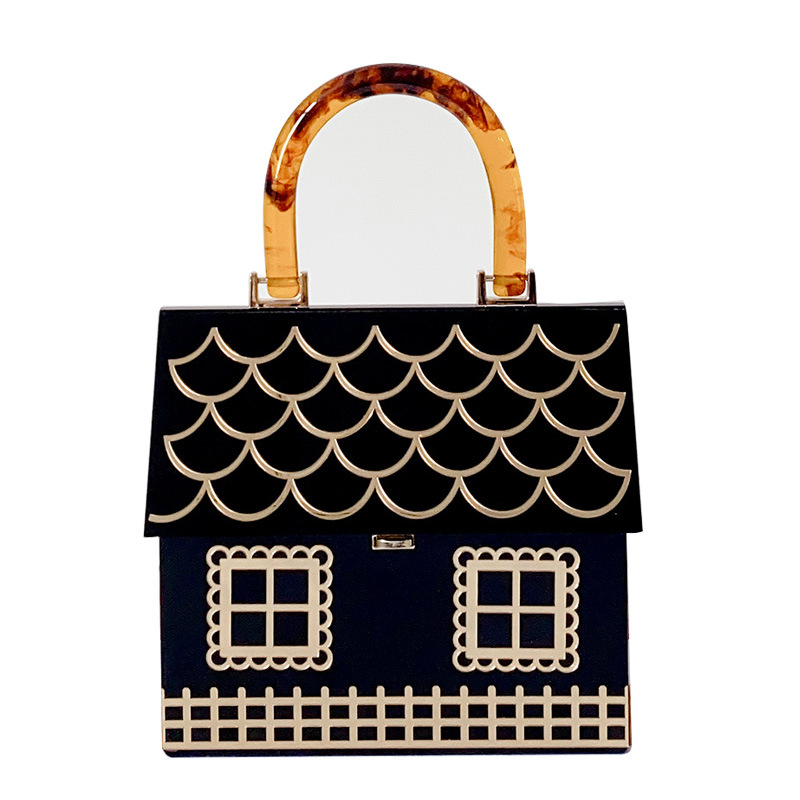 Acryl Handtasche für Damen ⎜ Extravagante Abendtasche in Hausform mit großem Stauraum für besondere Anlässe