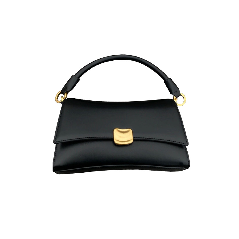 Schultertasche für Damen ⎜ Stilvolle Baguette-Tasche mit Tragegriff und goldener Schnalle für elegante Anlässe