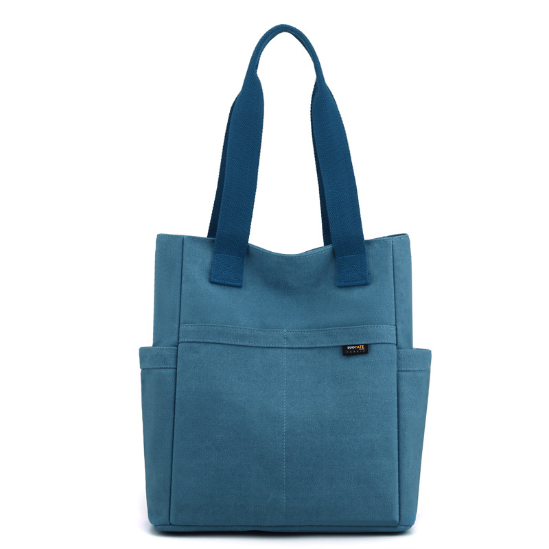 Canvas Schultertasche für Damen ⎜ Robuste Tragetasche mit Außenfächern für Schule, Büro und Freizeit im Sommer
