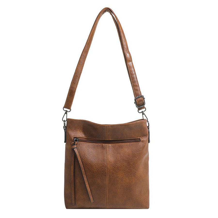 Umhängetasche für Damen und Herren ⎜ Schlichte Schultertasche aus Kunstleder im Retro-Stil für Alltag und Reise