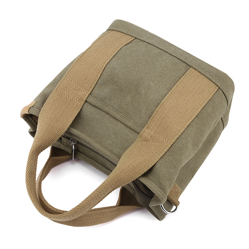 Canvas Tasche für Damen ⎜ Schlichte Umhängetasche mit großem Stauraum und robustem Griff für Alltag und Freizeit