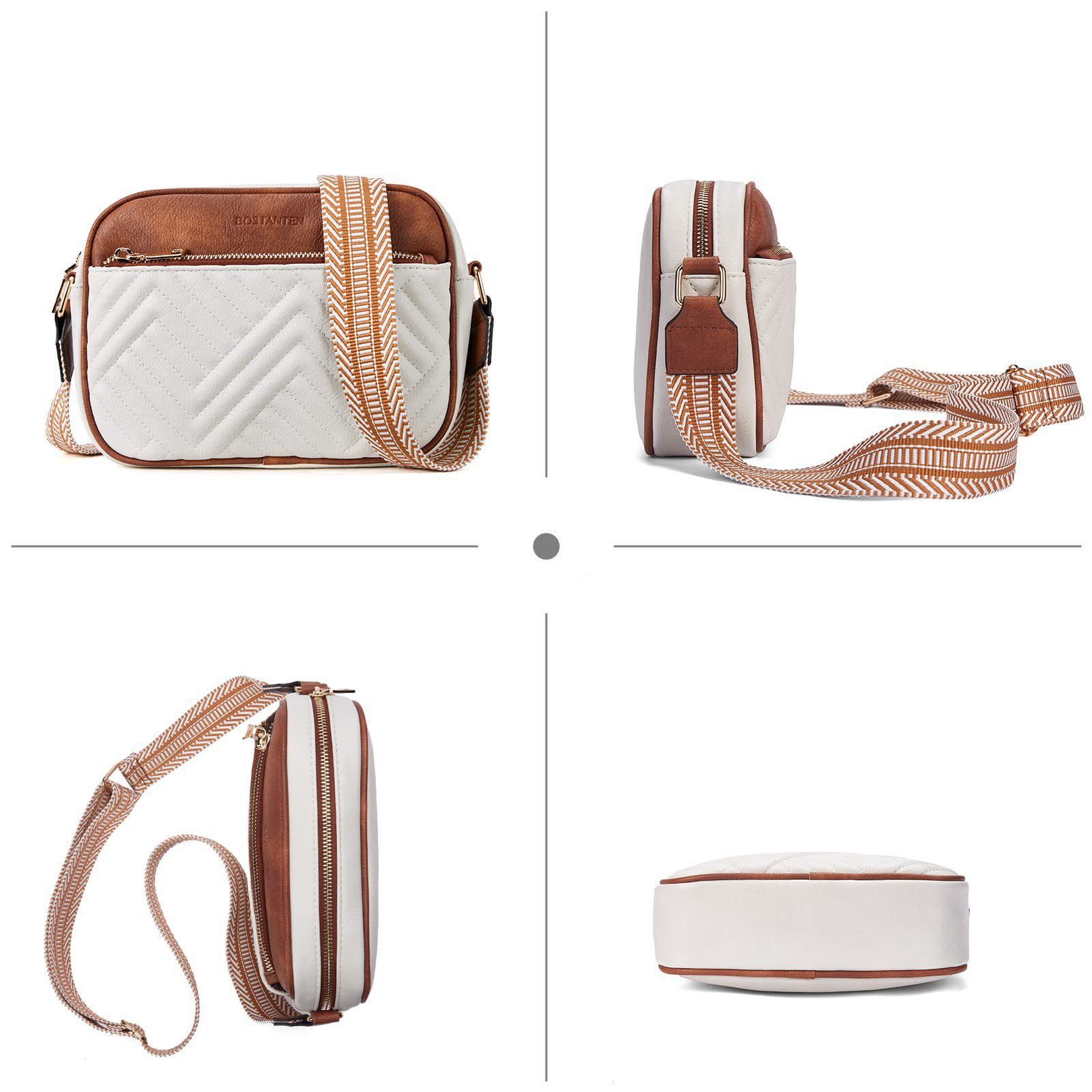 Schultertasche für Damen ⎜ Modische Umhängetasche im Geometrie-Design mit verstellbarem Schultergurt