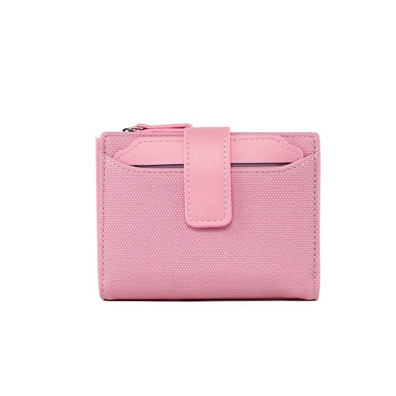 Damen Geldbörse in Uni-Farben ⎜ Kompakte Brieftasche mit Druckknopf und Reißverschluss für Karten und Münzen