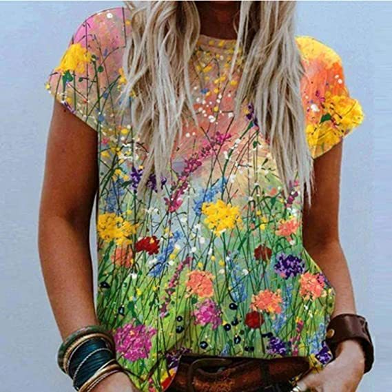 shaira - Blumenkunstmalerei bequemes T-Shirt