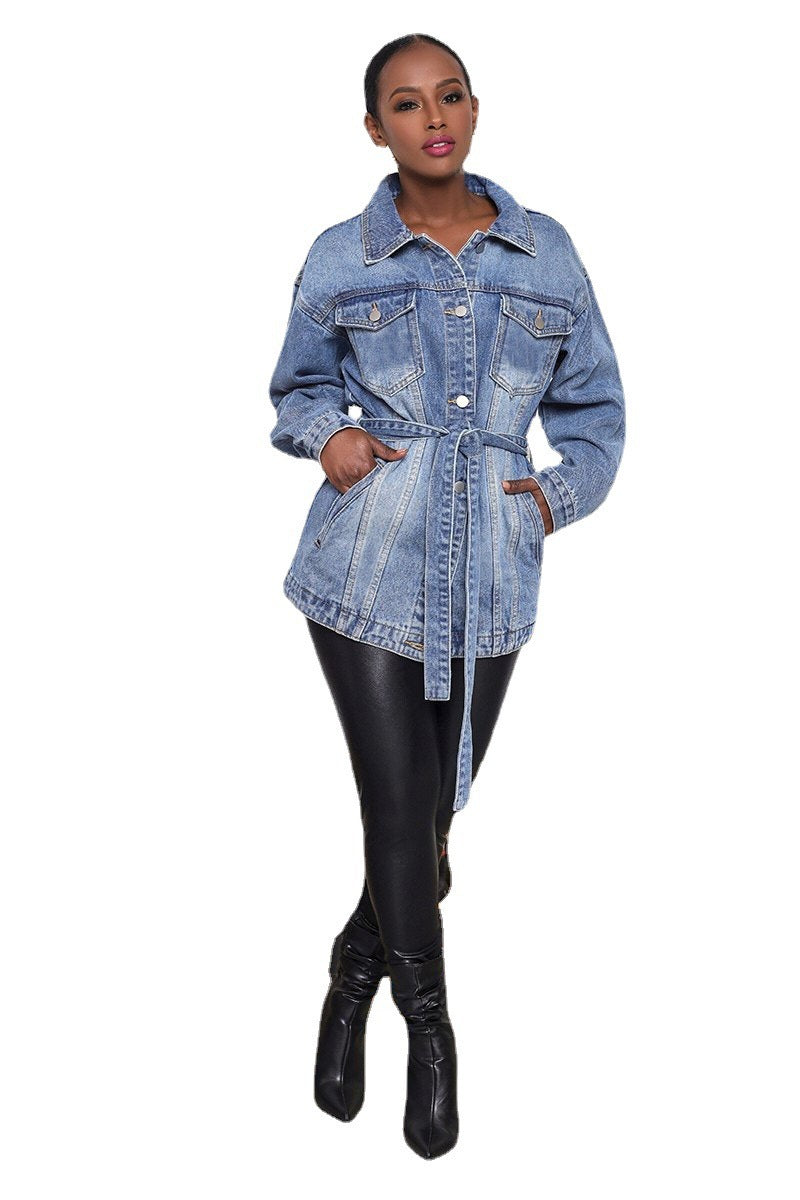 Henna - Damen Denim-mantel Mit Klappentaschen