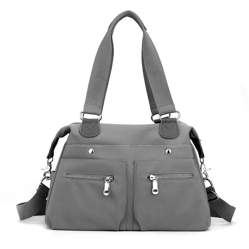 Schultertasche für Damen ⎜ Robuste Nylon-Tasche mit Reißverschlussfächern und verstellbarem Gurt für Alltag und Reisen