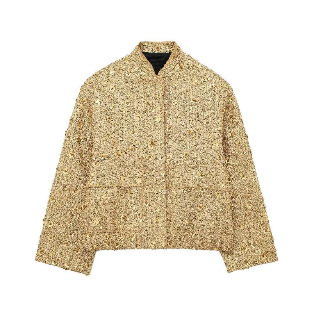 Yana - Goldfarbene Pailletten-jacke