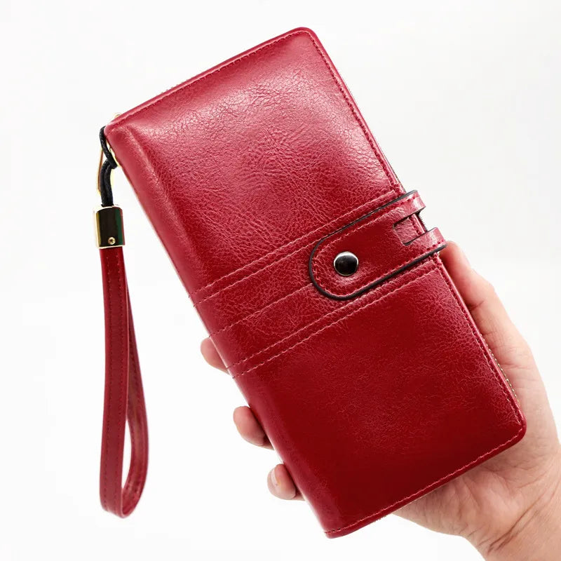 Damen Langbörse mit Handschlaufe ⎜ Elegante Business-Geldbörse mit vielen Fächern für Karten, Scheine und Handy