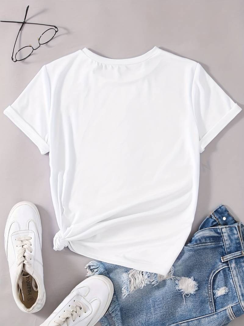 Evie - T-Shirt mit Herz-Buchstaben-Print und Rundhalsausschnitt