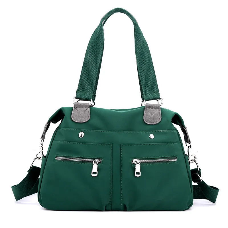 Schultertasche für Damen ⎜ Robuste Nylon-Tasche mit Reißverschlussfächern und verstellbarem Gurt für Alltag und Reisen