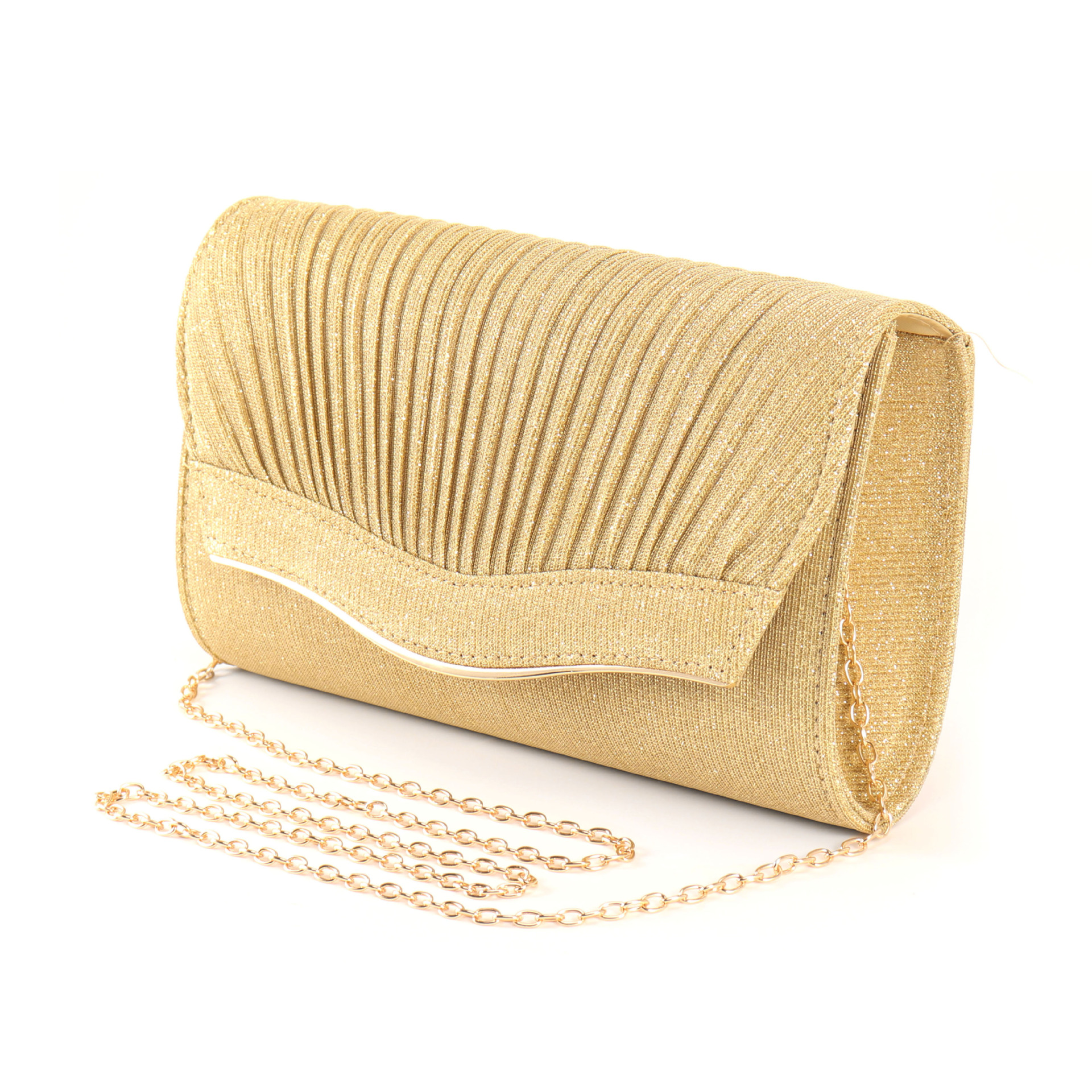 Elegante Clutch für Damen ⎜ Glitzernde Abendtasche mit Faltendesign und edlem Look