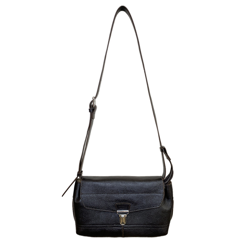 Umhängetasche für Damen ⎜ Klassische Schultertasche aus Leder mit Metallschließe für Alltag und Ausgehen